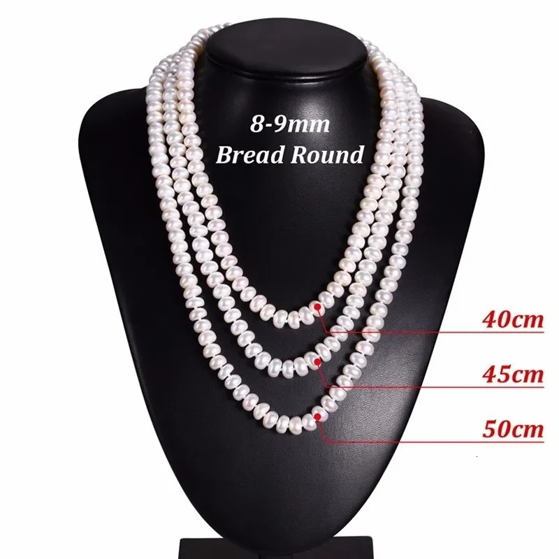 White Natural Freshwater Pearl Necklace For Women 8-9mm Necklace Beads Jewelry 40cm/45cm/50cm Length Necklace Fashion Jewelry 250222