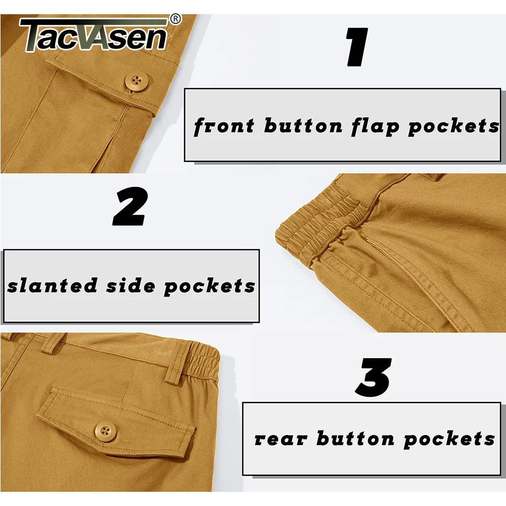 TACVASEN Summer Breathable Cotton Cargo Shorts Mens Casual Multi-pockets Twill Work Shorts Hiking Camping Short Pants Outdoor 250225