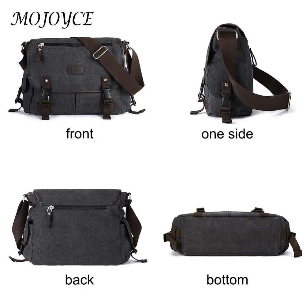 Vintage Crossbody Bags For Men Large Capacity Satchel Multi Pockets Messenger Handbags Adjustable Strap For School Work