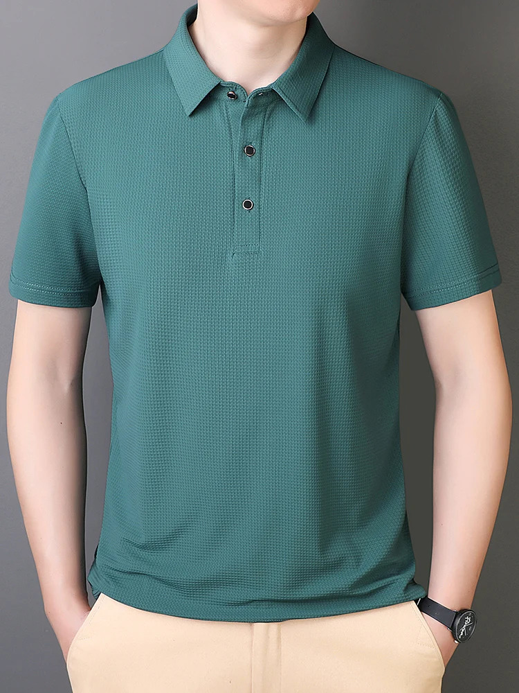 9xl 8xl 7xl Summer High Quality Mesh Ice Silk Short-Sleeved T-Shirt Mens Polo Shirt Collar Solid Color Quick Dry Big Size Polos 250222