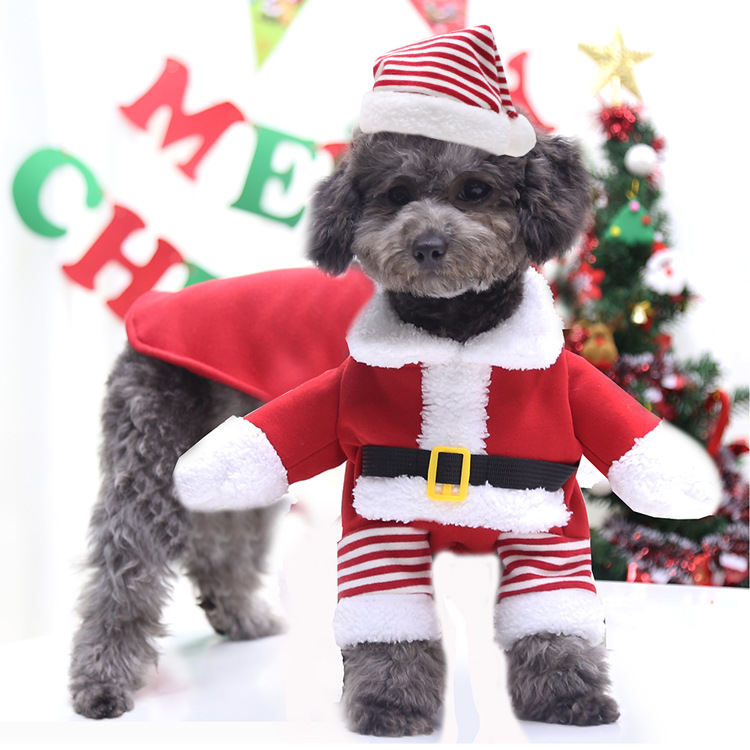 Hilarious Santa Claus - Themed Fleece Two - Legged Transforming Outfits for Medium and Large Dogs, Cats Included! Perfect Autumn - Winter Pe
