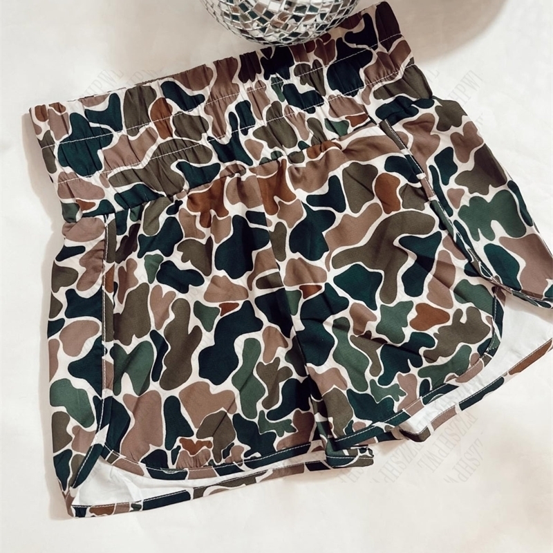 Camouflage print Y2K aesthetic retro streetwear womens high waist elastic waist casual shorts high street sexy slim pants 250210