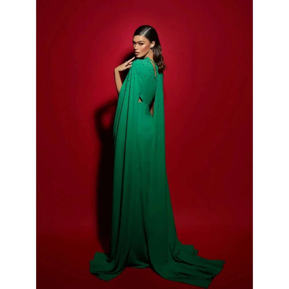 Sexy Cut Green Evening Dress Elegant Fringed Long Custom Ball Gown Classic High Slit Formal Tail prom Female Wear