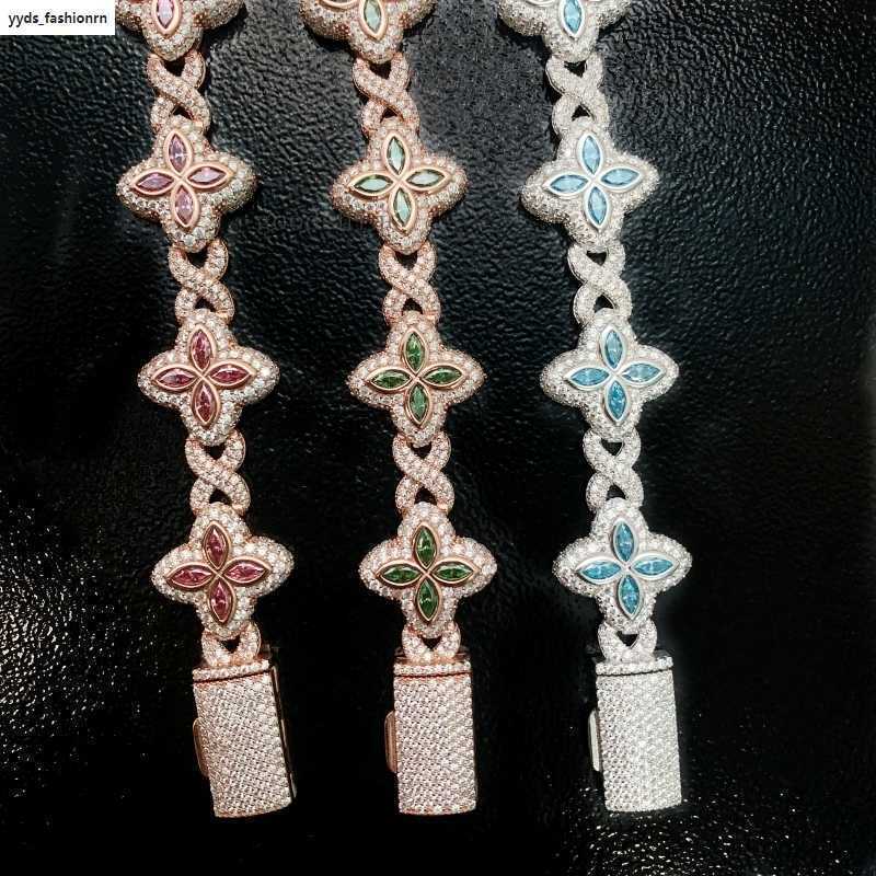 Best Selling Hip Hop Rapper Cuban Clover Bracelets 925 Sterling Silver VVS Moissanite Infinity Cuban Link Bracelet Fine Jewelry