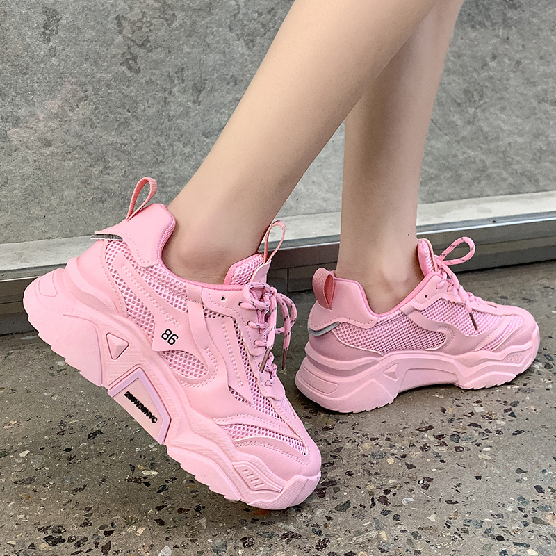 Spring Autumn Platform Sneakers Women Casual Lace Up Thick Bottom Walking Shoes Woman Non Slip Yellow Sneakers Outdoor running shoes Zapatillas Mujer