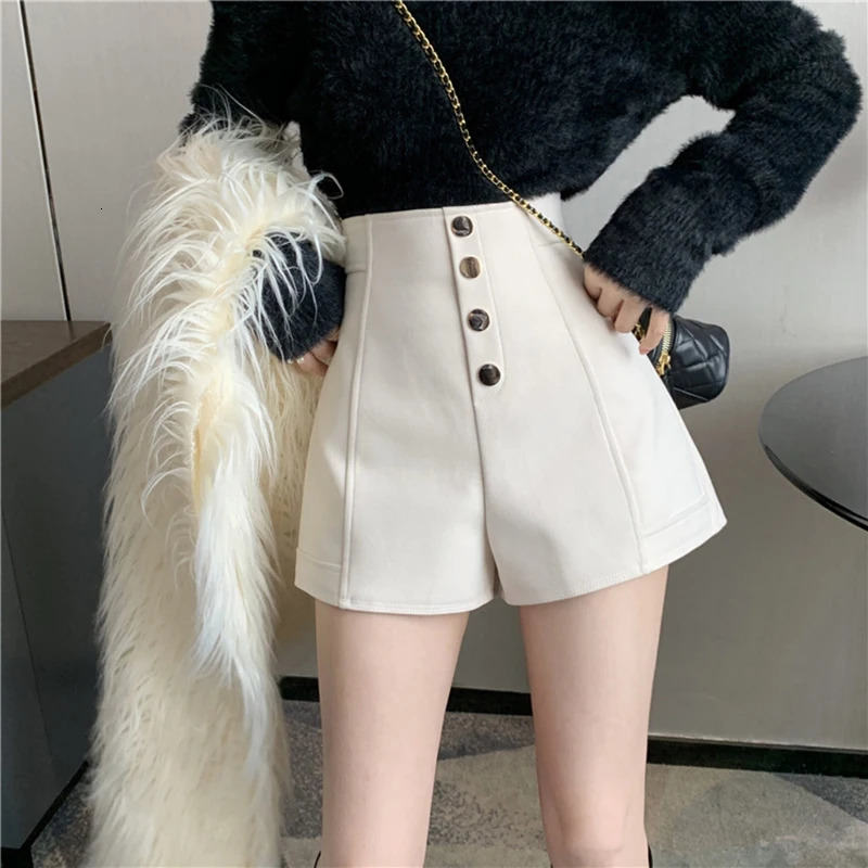 MEXZT Women High Waist Shorts Office Lady Elegant Solid Basic Buttons Simple Shorts Oversized 5Xl All-Match Wide Leg Short Pants 250226