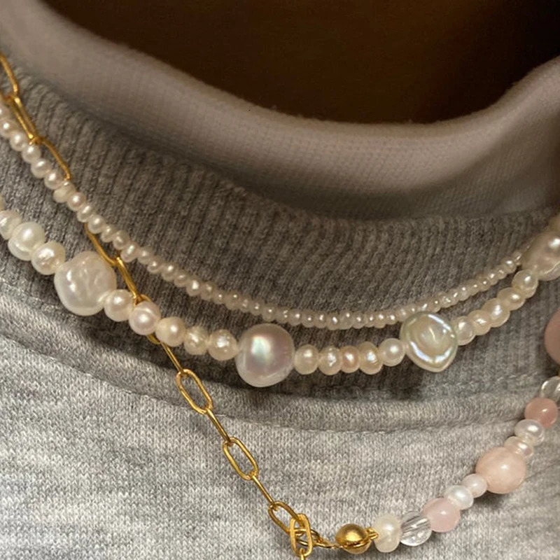 Bohemian Natural Small Pearls Ladies Elegant Fashion Accessories Simple Retro Clavicle Necklace Charm High-End Jewelry Gift 250222