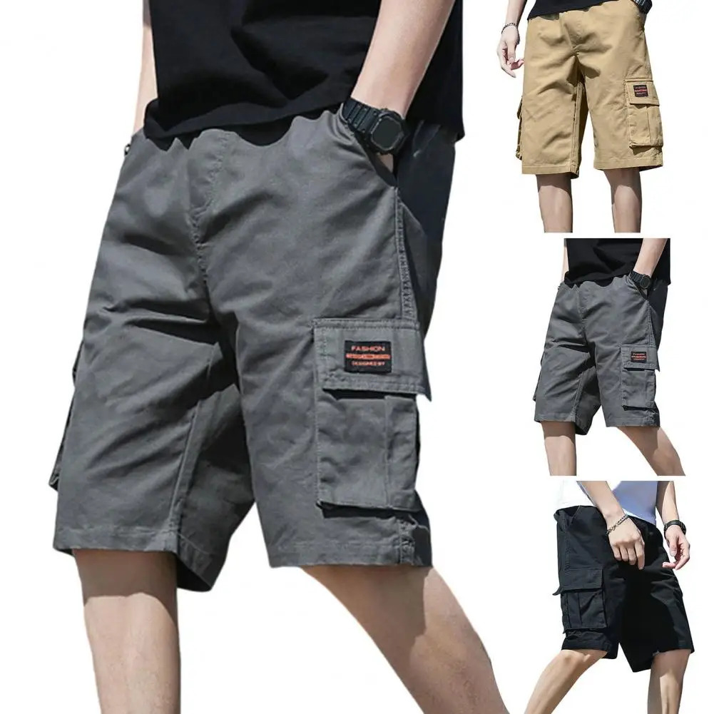 Men Shorts Cargo Mens Loose Fit with Multiple Pockets Elastic Waistband Deep Crotch for Comfortable 250214