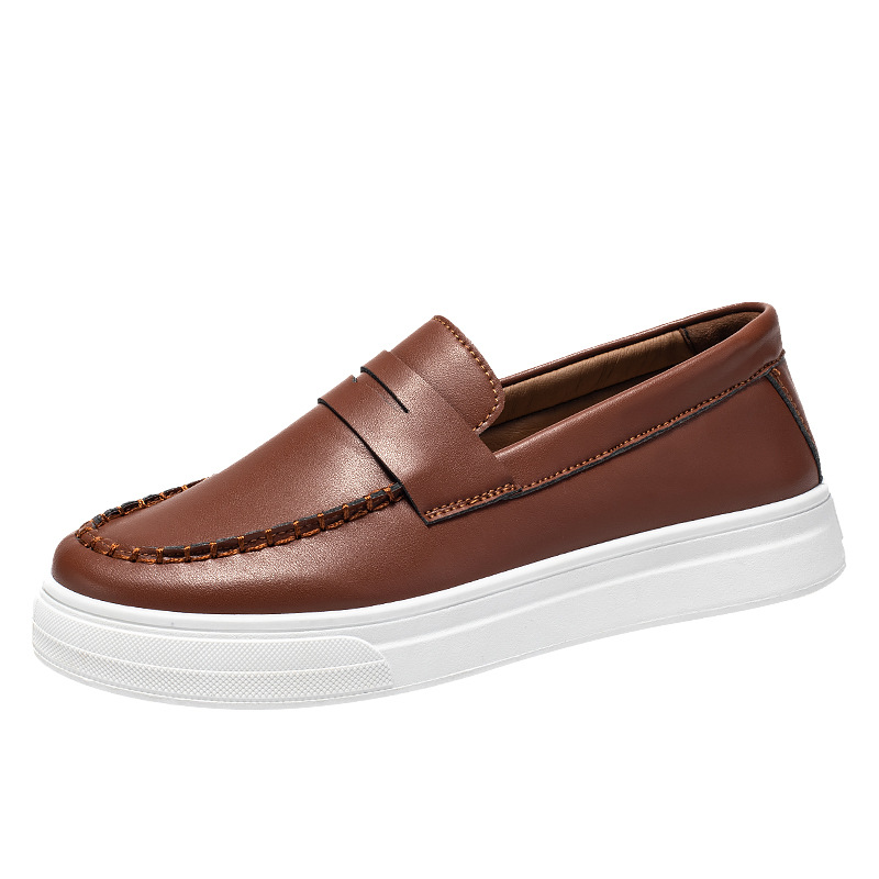 2025 spring new breathable bean shoes men's British style loafers Fashion NEW casual leather sneaker fashion footwear 39-45 black white