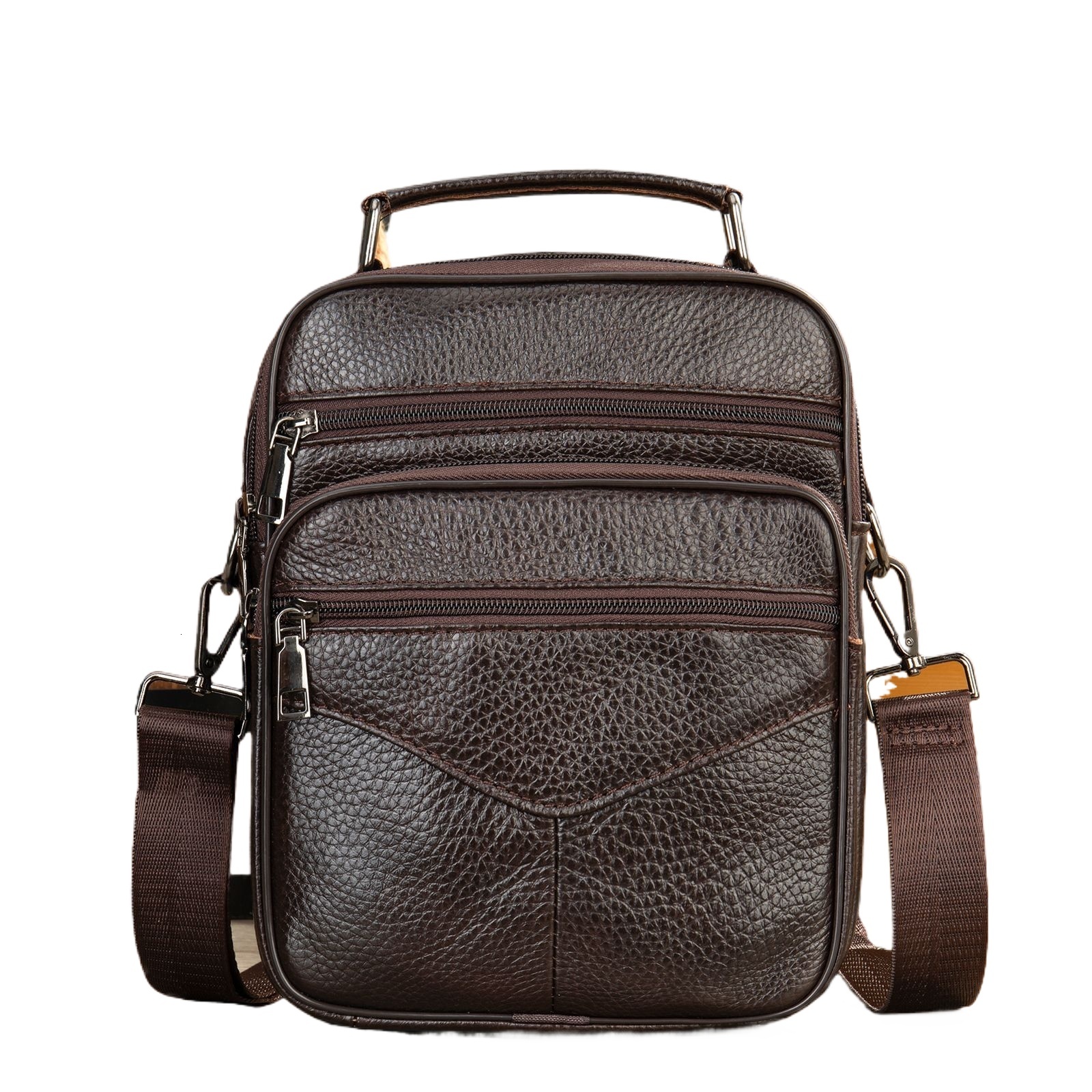 Black Men's Natural Shoulder Small Male Genuine Leather Handbag Easy Travel Crossbody Quality Messenger Bag