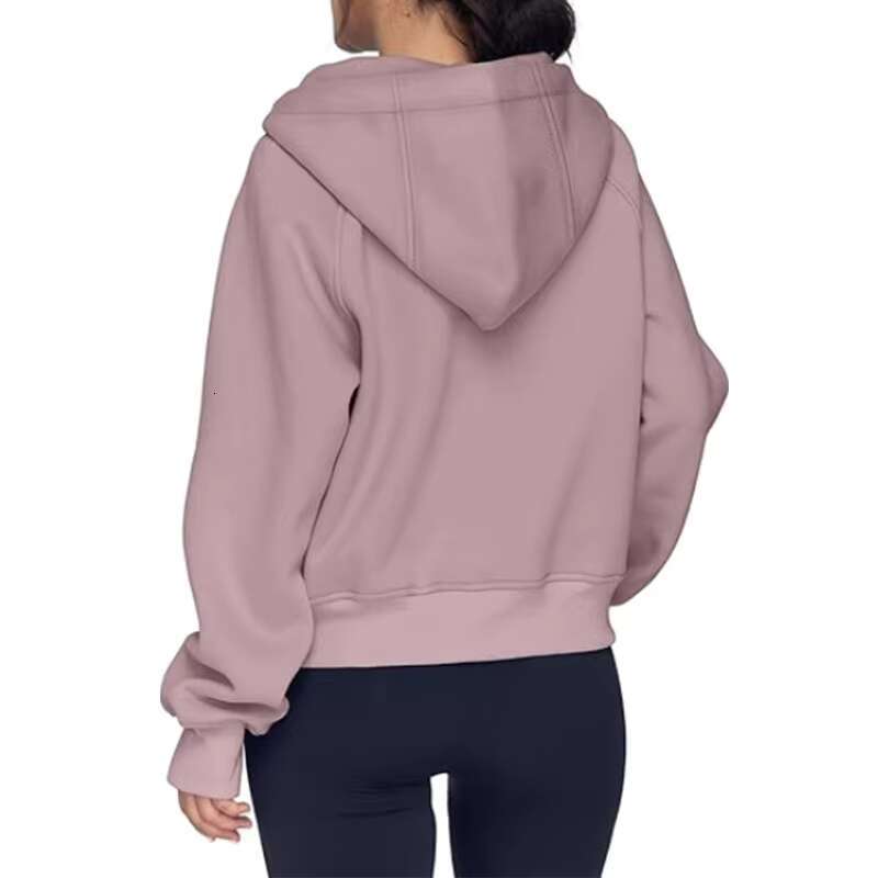 Velour Stand Collar Casual Sweater Long Sleeve Solid Sweatshirts With Pockets Womens Half Zip Pullover Hoodies