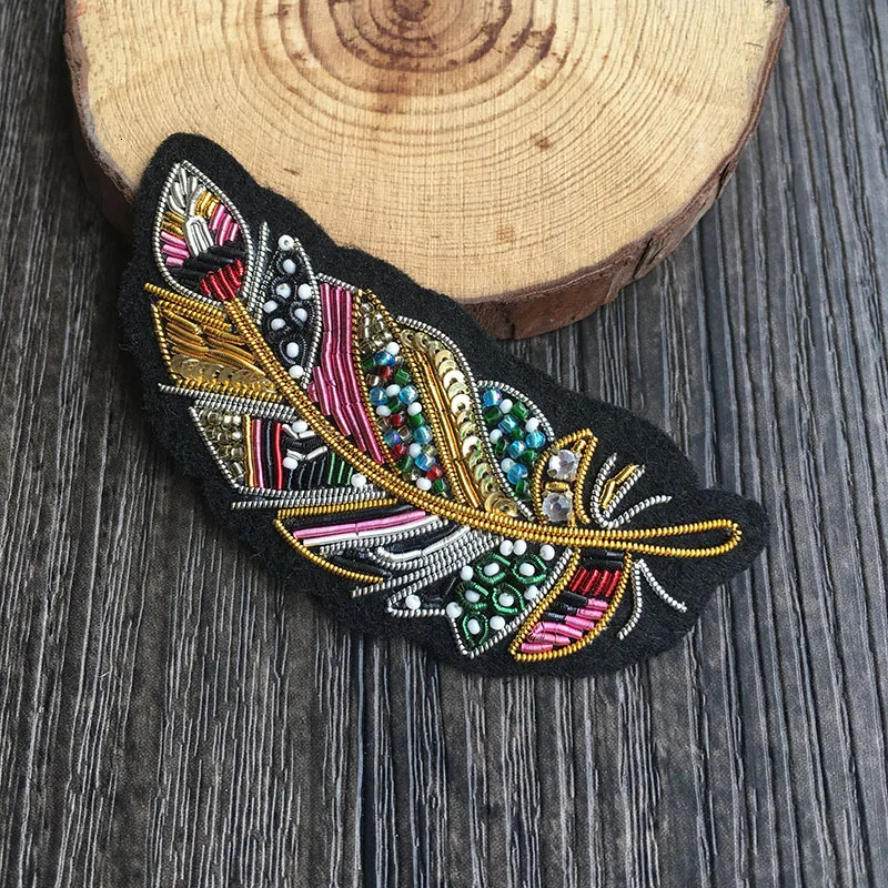 1 pc high quality buiter brooch special color feathers French DIY clothing accessories Indian silk brooch 250225