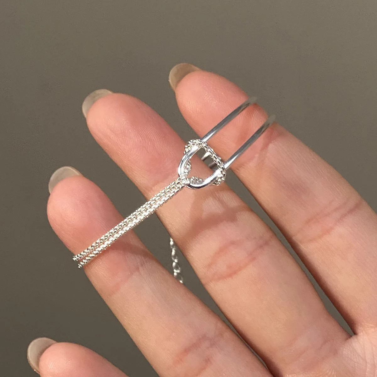 16cm-17cm Womens Silver 925 Bracelet Double Chain Bracelet Womens Gift Knot Bracelet 925 Silver Layer Bracelet 250226