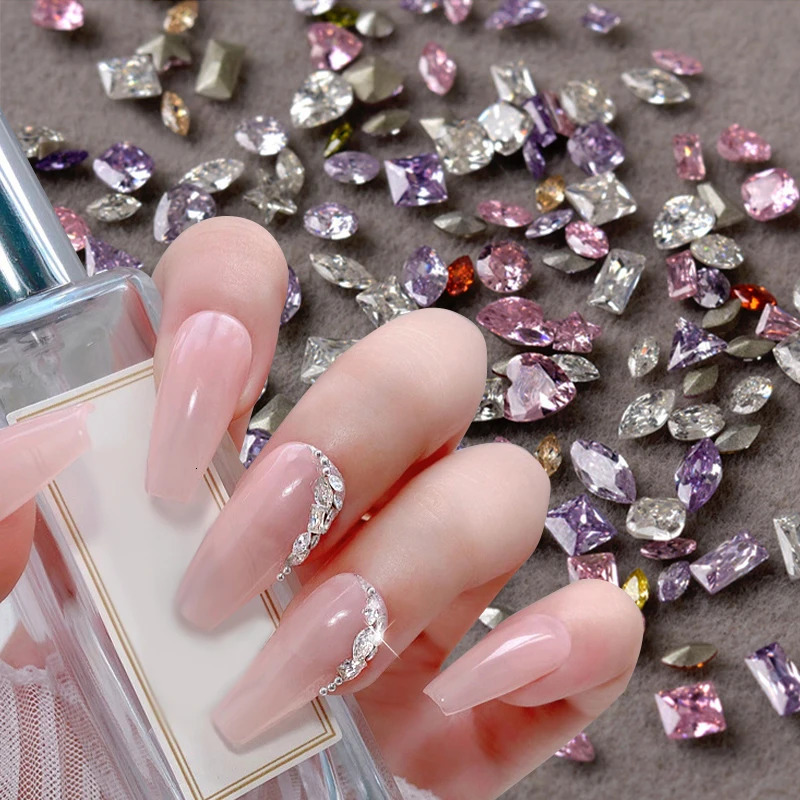 50Pcsset Mini Flat Bottom Nail s Glitter Silver Crystal Decorations DIY Material Art Charm Accessories 250217