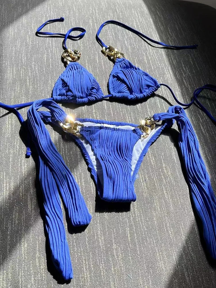 Circyy Swimming Suit for Women Solid Sexy Bikini Set Two-pieces Beachwear Summer Sequined Bather Bathing Suit Backless Biquinis 250225