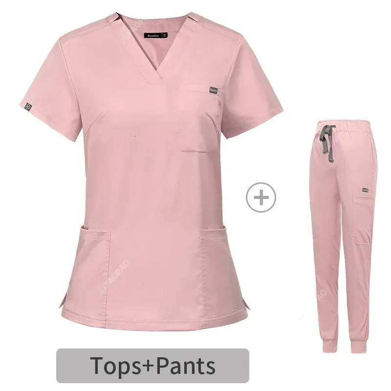 Multicolor Scrubs Uniform Short Sleeve TopsPants Nursing Uniform Women Pet Shop Doctor Scrub Surgery Workwear Scrub Set 250225