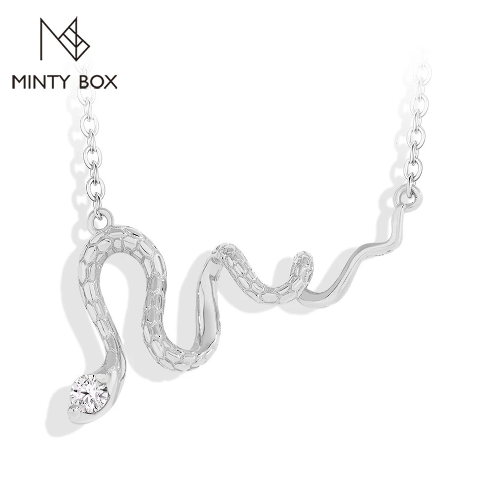 MINTYBOX S925 Silver D/VVS1 Laboratory Diamond Necklace 18k Gold Plated Snake Adjustable 45cm Suitable for Womens Wedding Jewelry 250220