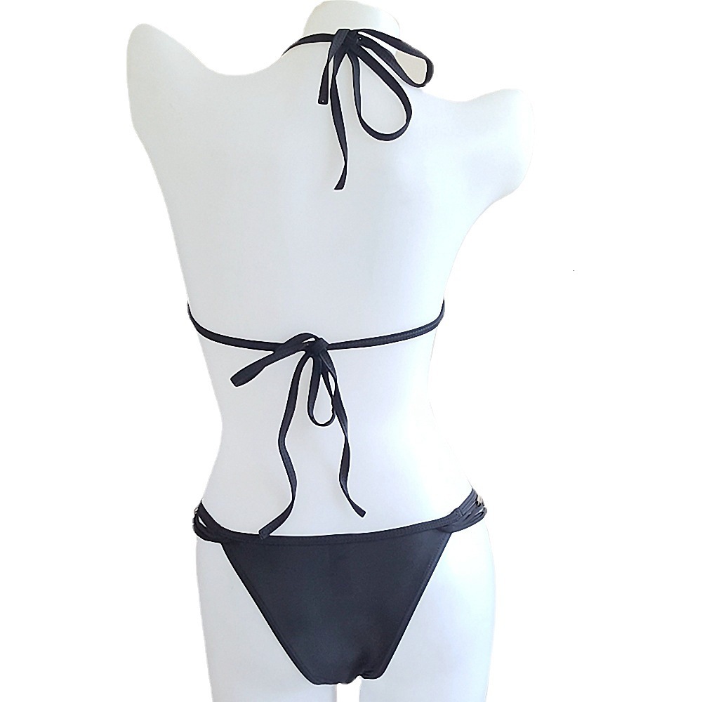 swimwear Split collar hollow gathering casual vacation sexy swimsuit factory multi rope chest beauty fashion bikini