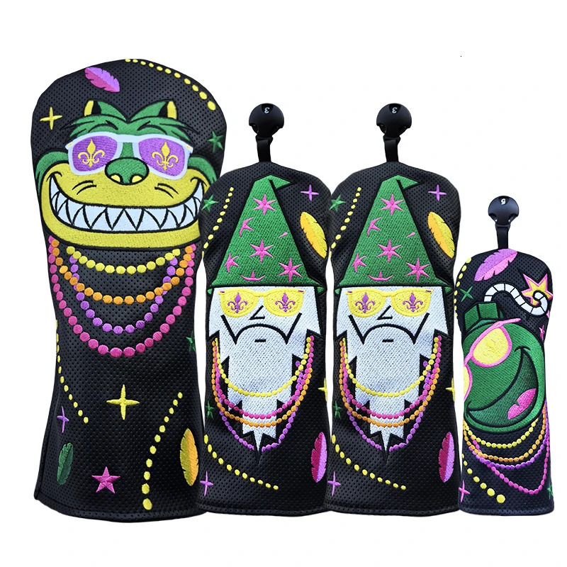 Christmas cat Golf Wood Cover Fashion cut Driver Fairway Hybrid Cover Waterproof Protector Set Soft Durable Golf headCovers 250226