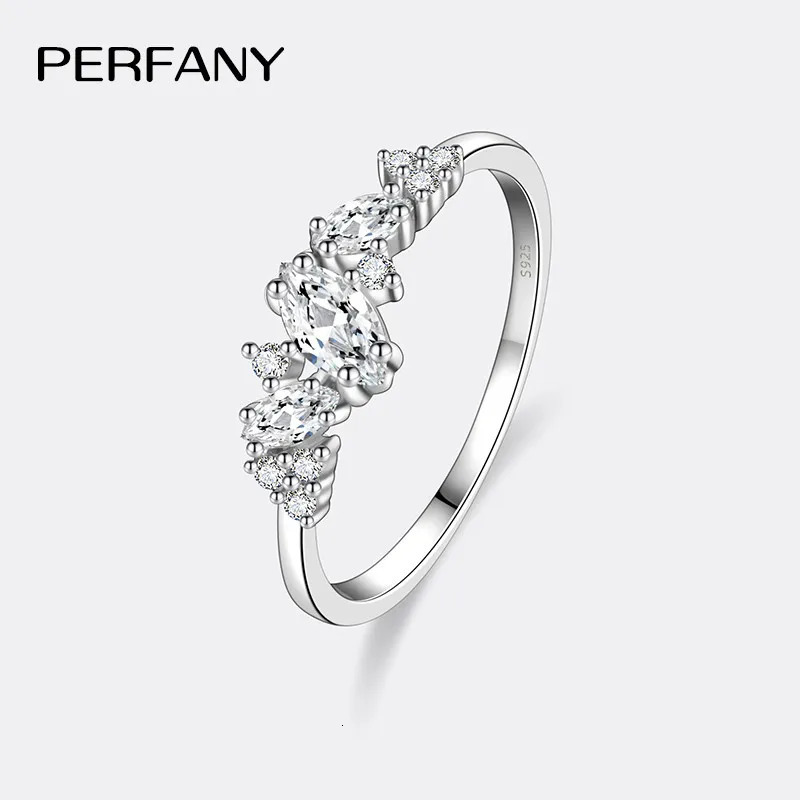 PERFANY 0.58CT Marquesss Cut Womens Ring S925 Pure Silver Laboratory Cultivate Diamond Fashion Jewelry 250220