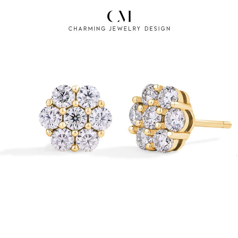 CHARMING wer Shape Round Cut Sier 2.5mm 3.0mm Sparkg Moissanite Earrings Pure10k 14k Gold for Women Fine Jewelry