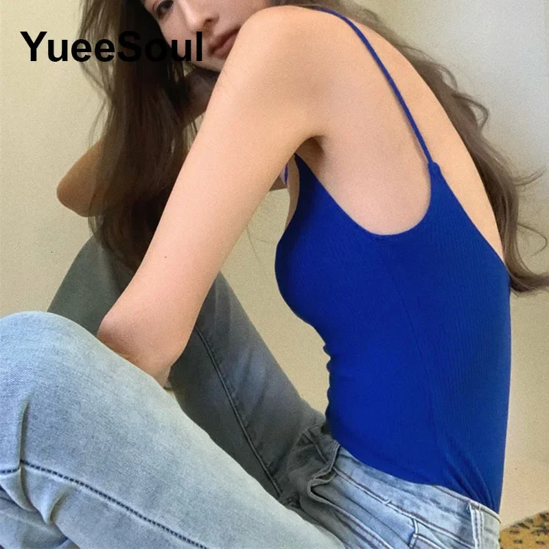 Blue Sweet Cute Tops Printed Sleeveless Sexy Slim Basis Crop Top Summer 2000s Y2K Fairycore Camis Women Clothing 250225