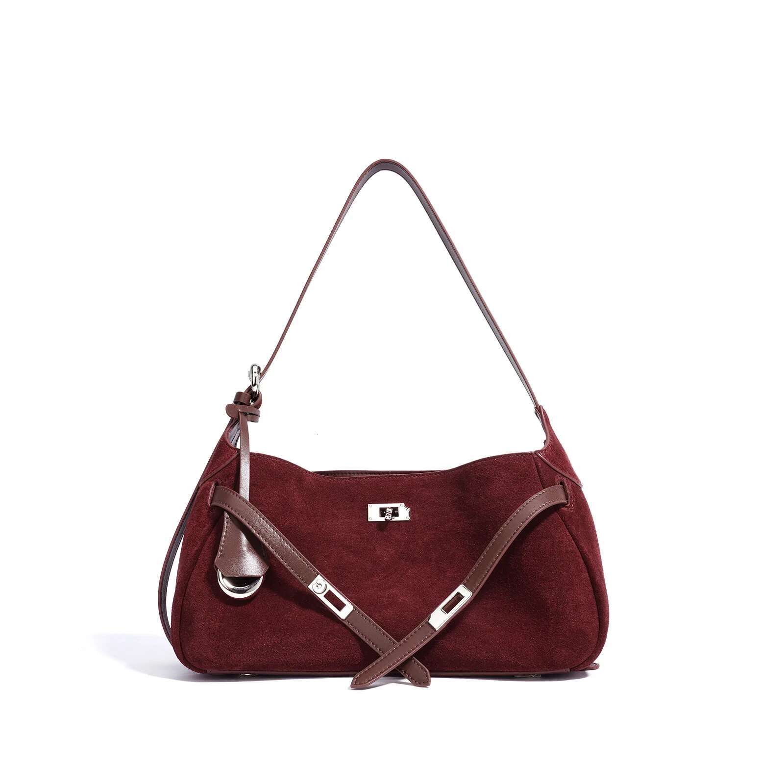 Rectangular High Quality Underarm Shoulder Bag Suede Leather Women's Fashion Bags Small Half Moon Handbags