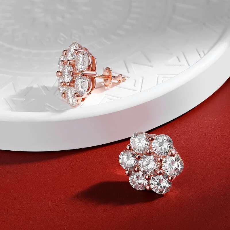 OEVAS Real 7 Carat D Color Moissanite Stud Earrings For Women Top Quality 100% Sterg Sier Sparkg Wedding Jewelry Hot