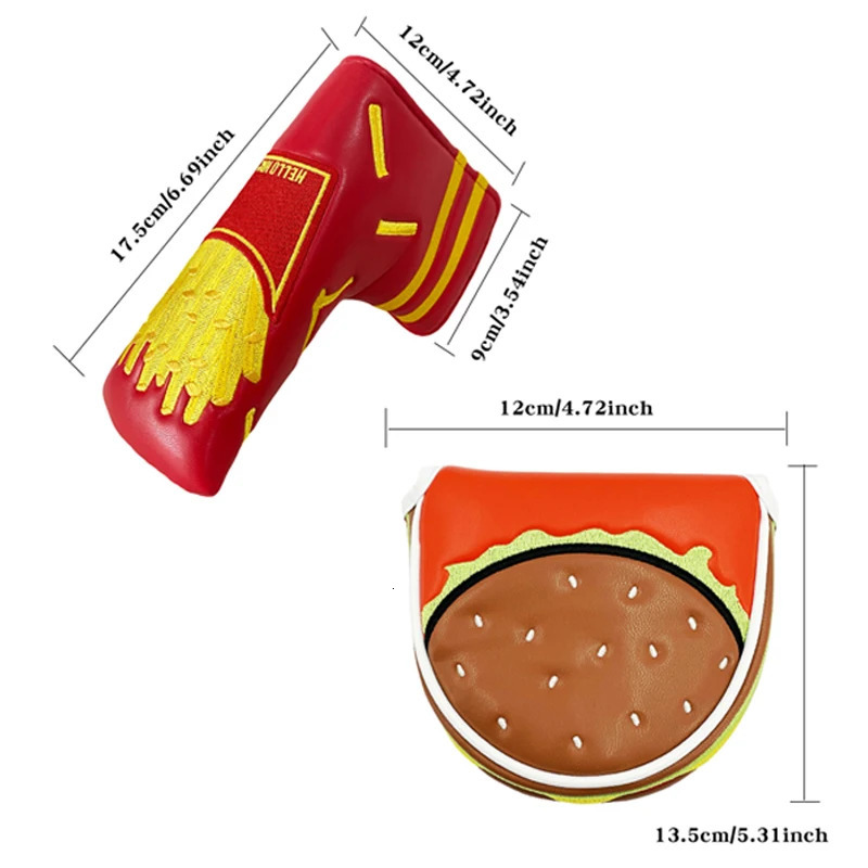 Hamburg French Fries Pattern Golf Putter Cover Magnetic Closure For Mallet Blade Club PU Leather Golf Headcover Putter Protector 250226