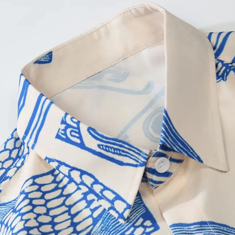 Summer Shirt Retro Fish Pattern Short-sleeved Lapel Shirt Mens Casual Vacation Button-down Shirt All-over Printed Short-sleeved 250226