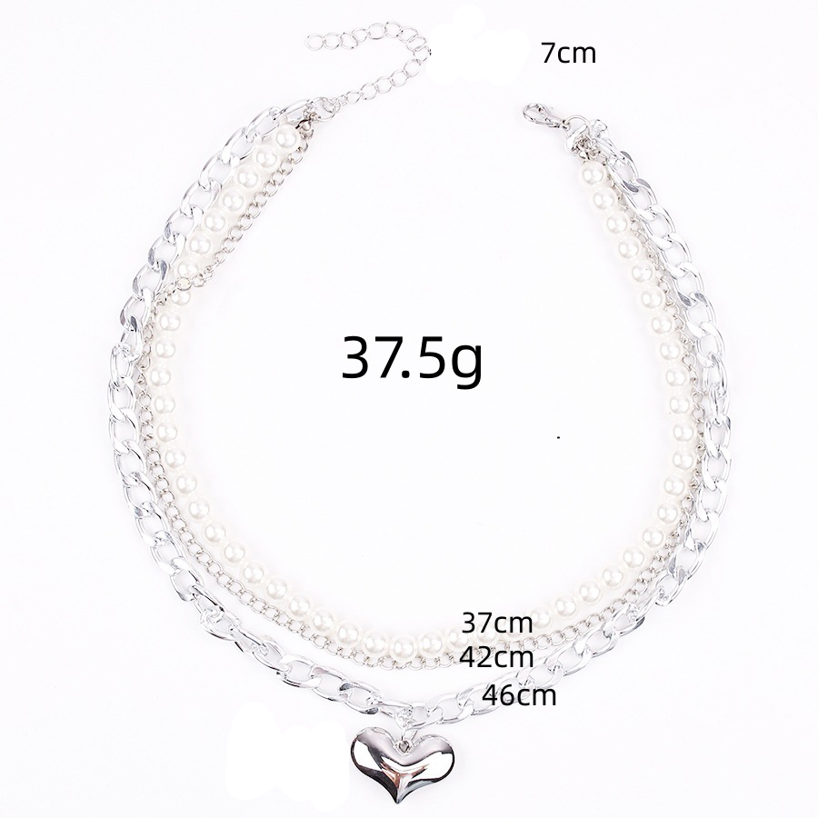 Multi-layer heart necklace hand strung baroque pearl necklace personalized new jewelry temperament ins