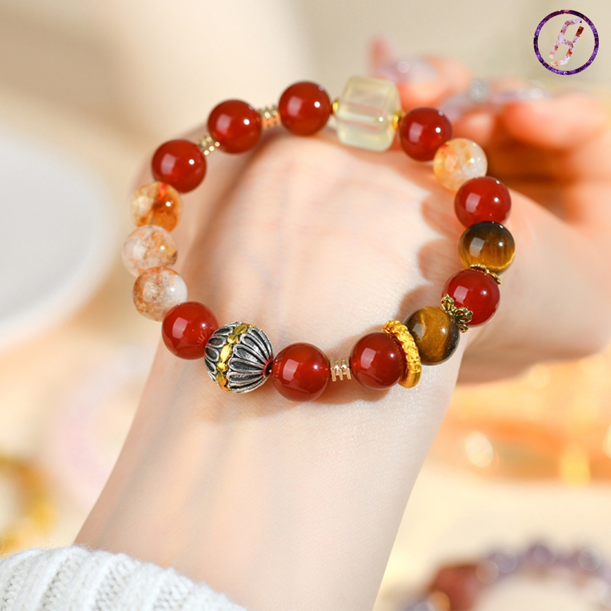 2025 New Network Hit Nezha 2 Series A Variety of Original Bracelets Natural Crystal Citrine Carnelian Tiger Eyes A Variety of Crystal Womens Bracelet 