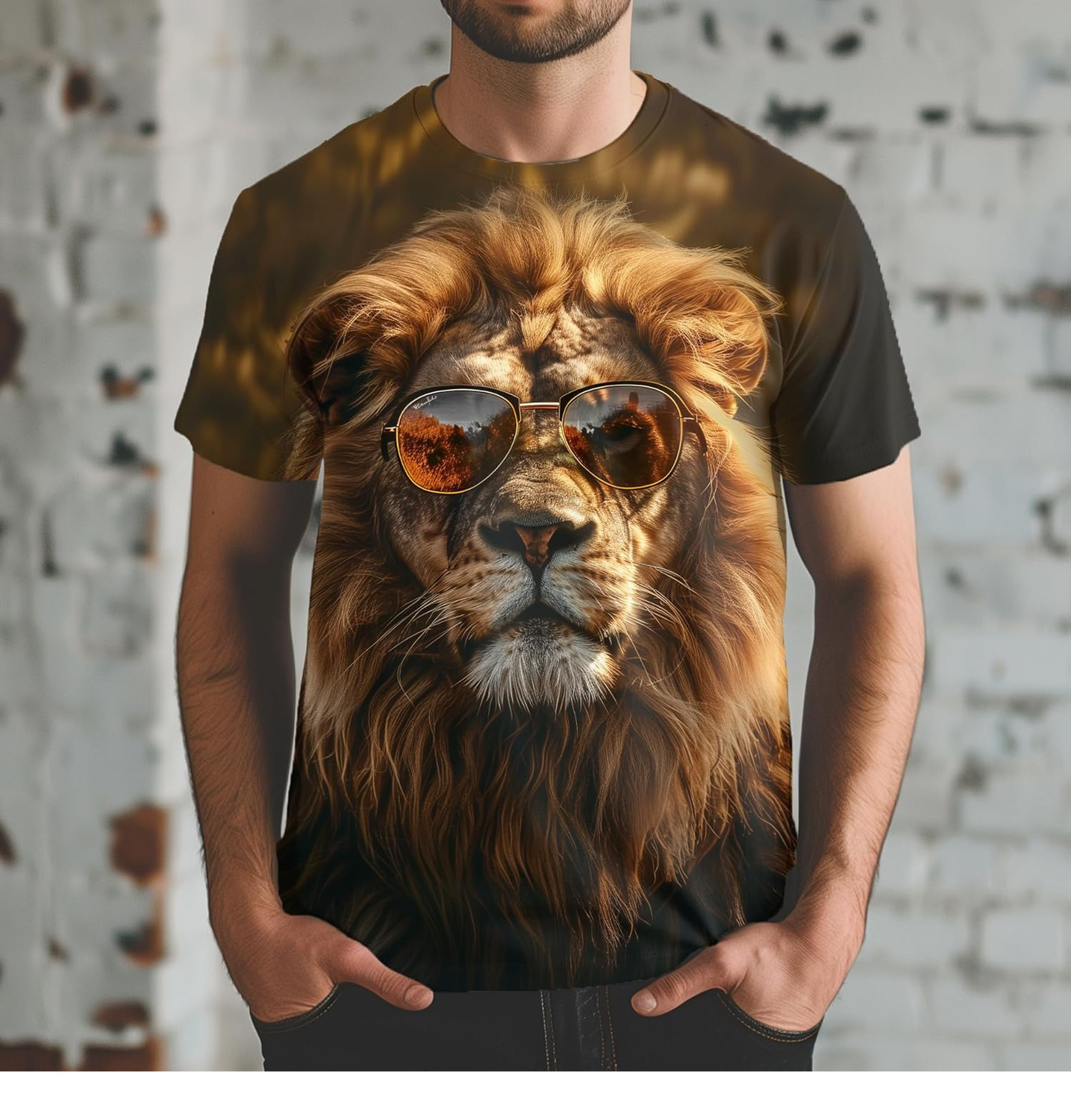 Mens T shirt Men's Print Graphic Short Sleeve Summer T-Shirt Novelty Casual Tee tee Casual tops summer clothes Cool Lion