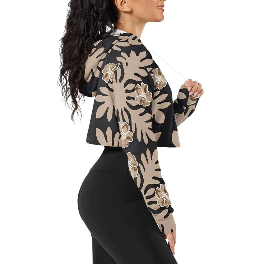 Wholesale Ral Long Sleeve Blank Womens Sweatshirt Custom High Street Style Cropped Hoodie Woman Crop Top Hoodies Women