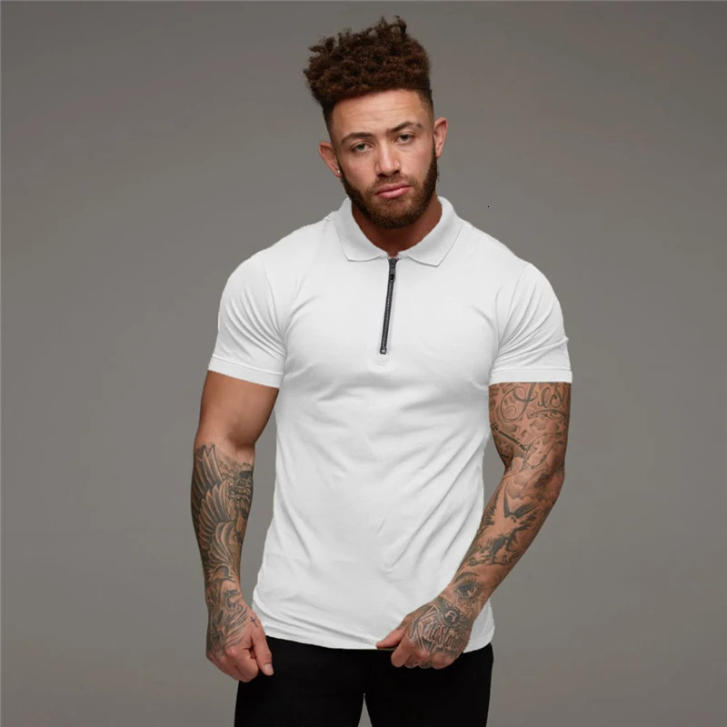 Muscleguys Man Fashion Polo Shirt Casual Fashion Plain Color Short Sleeve High Quality Slim Polo Shirt Men Fitness Polo homme 250225
