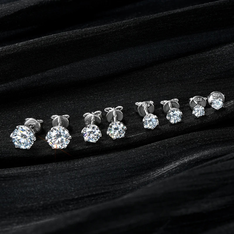 IOGOU Real 925 Silver Jewelry Set Gold Plated 0.5-2ct Stud Earrings Solitaire Pendant Necklace Set for Women Men Gift 250221