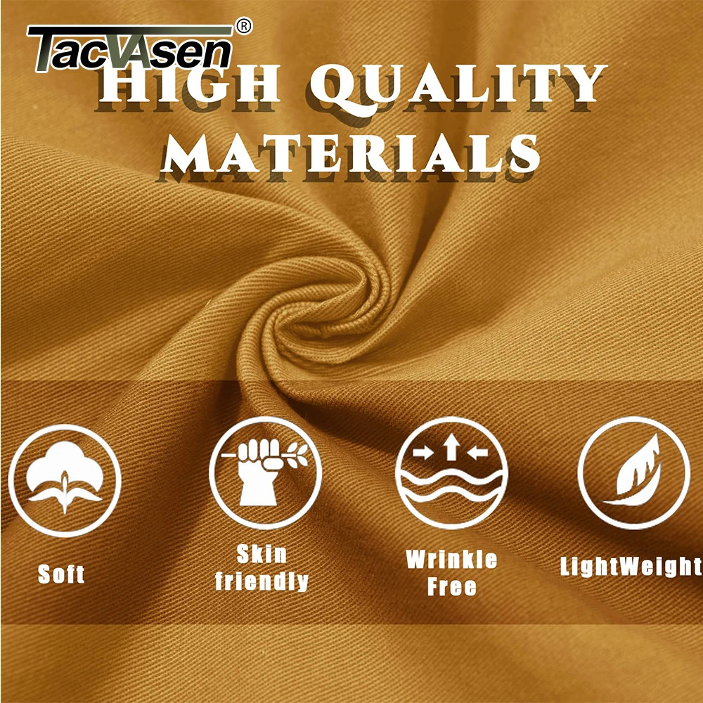 TACVASEN Summer Breathable Cotton Cargo Shorts Mens Casual Multi-pockets Twill Work Shorts Hiking Camping Short Pants Outdoor 250225