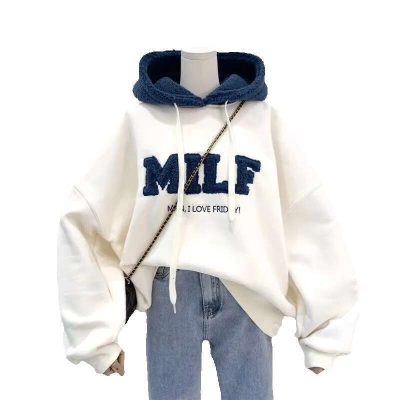 Winter Autumn Hoodies Women's Sweatshirts Letter Print Pullovers Loose Korean Style Jacket Full Sleeve Casual Tops