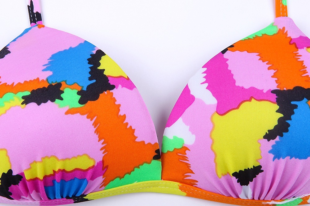 Women swimwear Explosive print personality, particularly beach sexy, Brazilian bikini, hard cup, gathered chest swimsuit