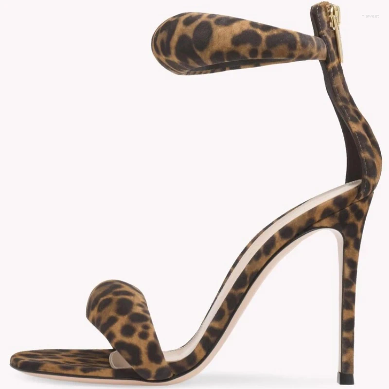 Leopard Print Platform Sandals - Open Toe, Zipper hot Back, 10cm High Heels, Big Size, Beach Party, Outdoor