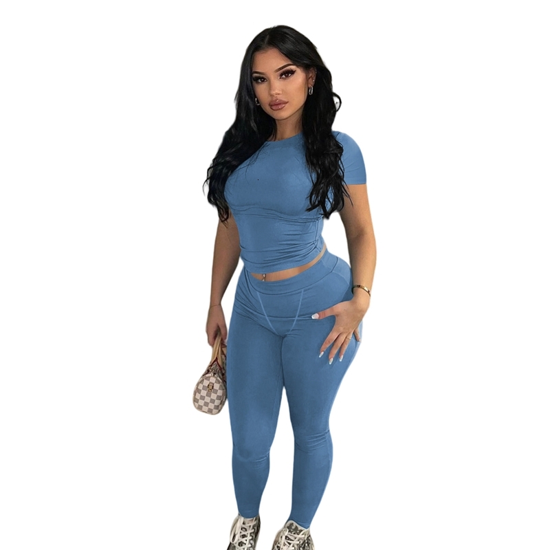 Womens Tracksuits Two Pieces Set 2025 New Fashion Sexy Solid Color Thread Sportwear 5 Colors