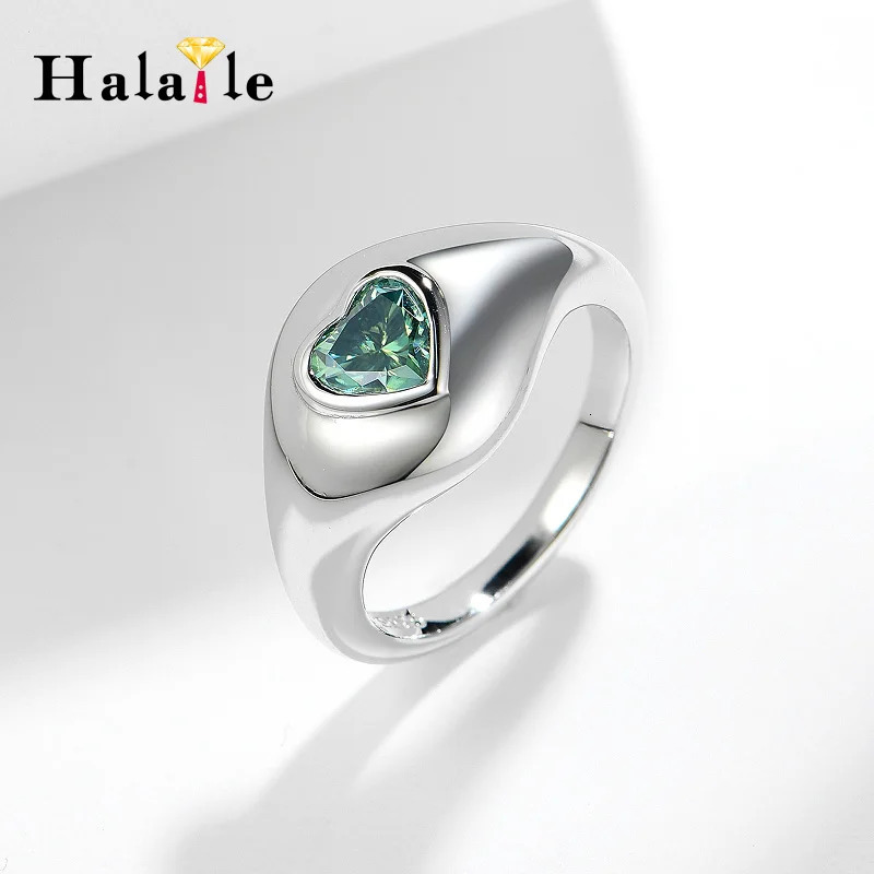 Halaile D Color S925 Sterling Silver Love Heart Solitaire Ring with GRA Sparkly Fine Jewelry Women Mens Wedding Gift 250220