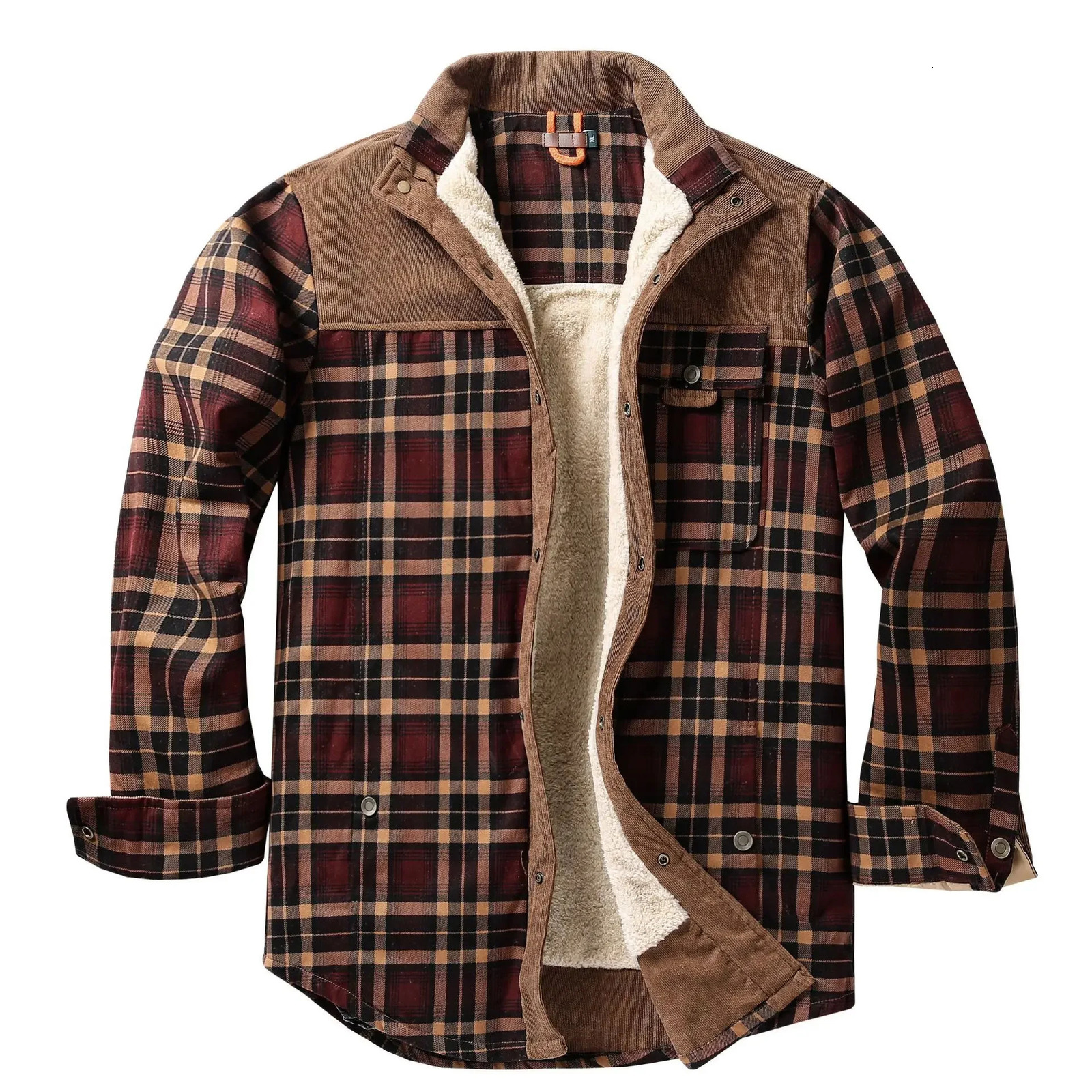 European and American casual checkered thick shirt Mens style wool thread Warm winter Pure cotton jacket SXXXX 250226