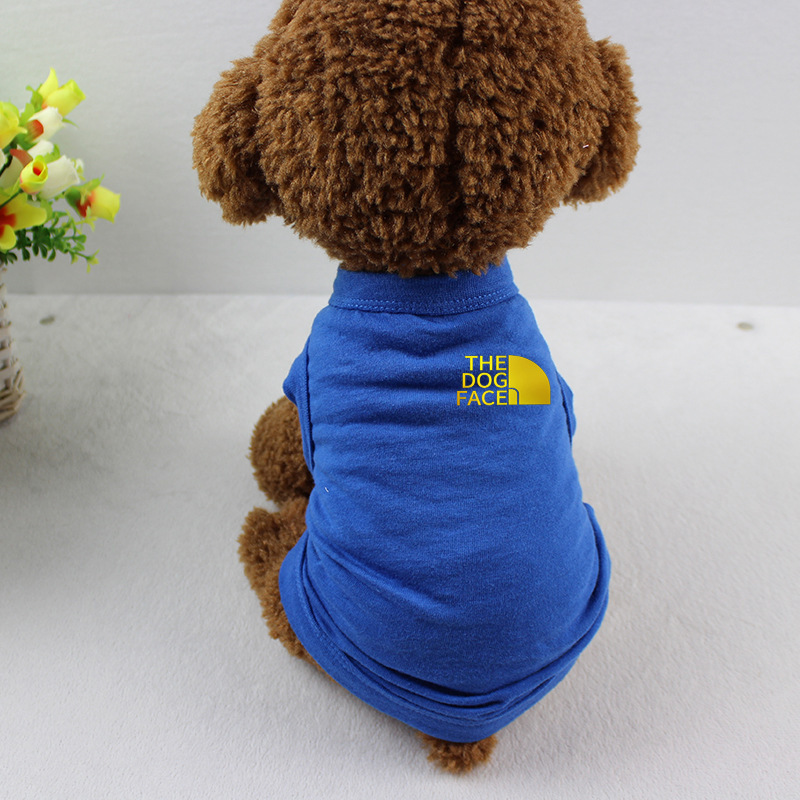 Simple Solid Color Dog T-shirt with Golden Print THE DOG FACE, Pure Cotton Dog T-shirt Vest, Comfortable and Breathable Dog Shirts for Small Medium La