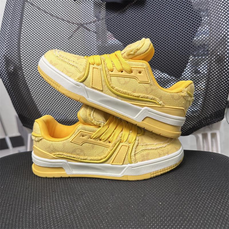 Grey denim beard edge hot retro bread women lovers niche sports casual shoes for men summer 2025s 36-46 New Pink Yellow