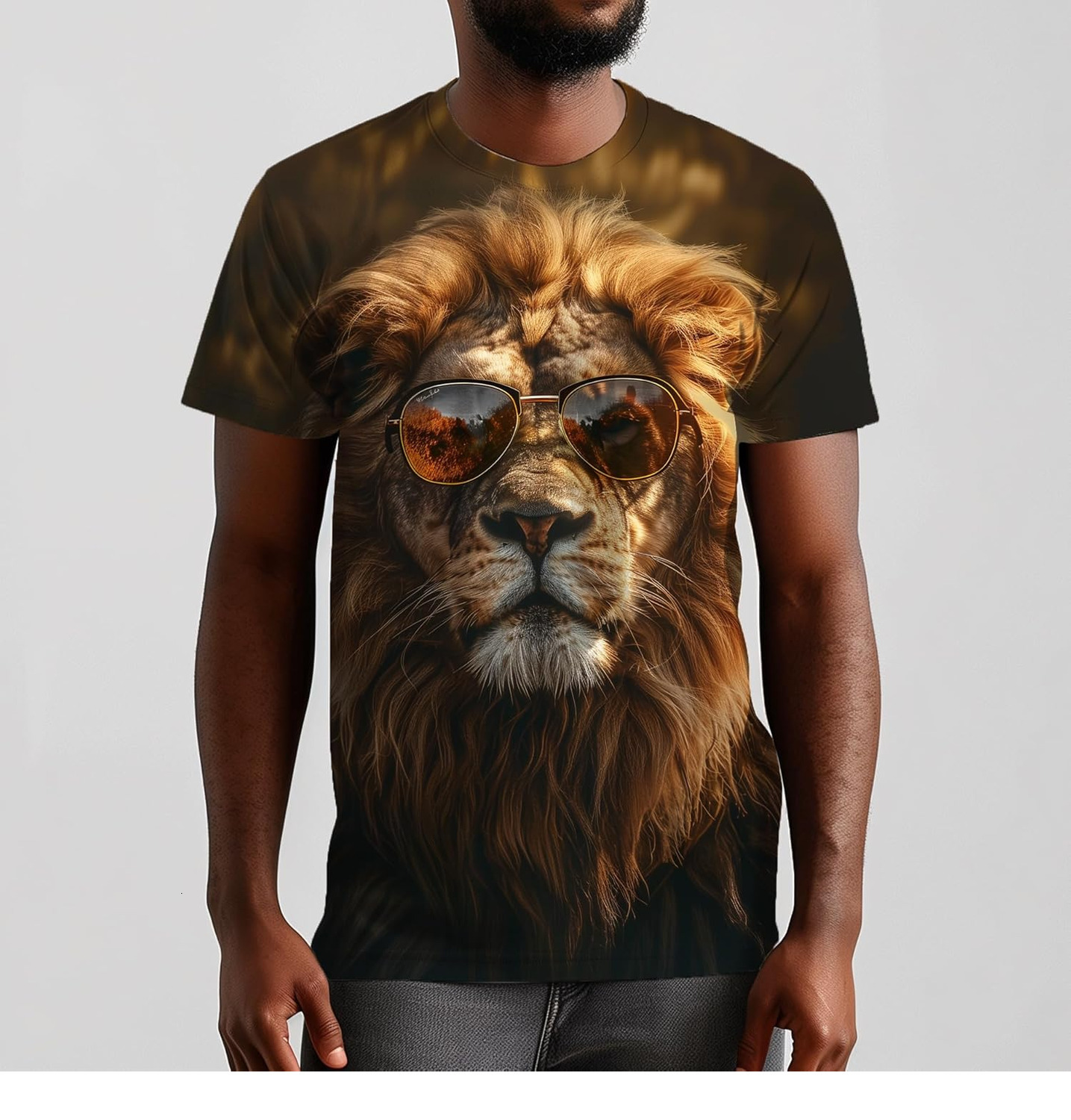 Mens T shirt Men's Print Graphic Short Sleeve Summer T-Shirt Novelty Casual Tee tee Casual tops summer clothes Cool Lion