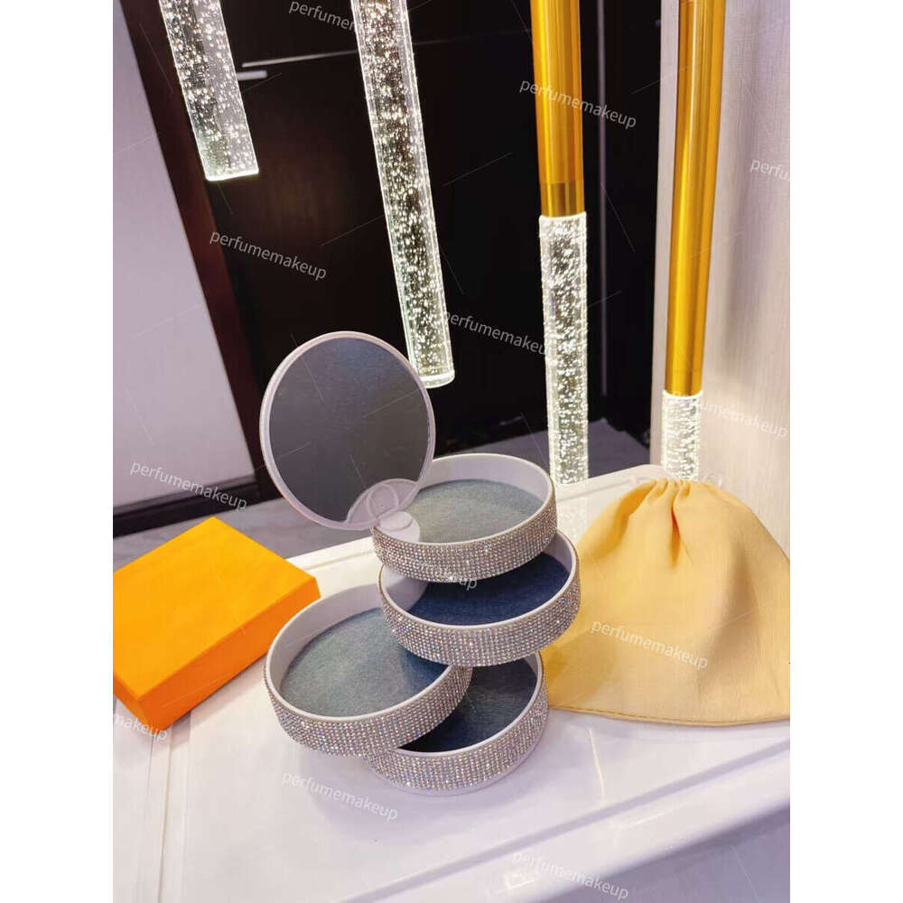 Fashion designer Makeup jewelry storage with mirror party favor dia 4 layers compartments rotating earring necklace ring organization box case