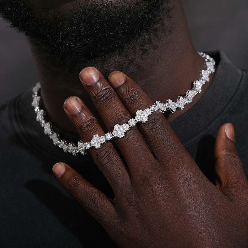 10mm Cross vvs1 Moissanite Tennis Sier For Women Chain k Necklace Unisex Fine Jewelry