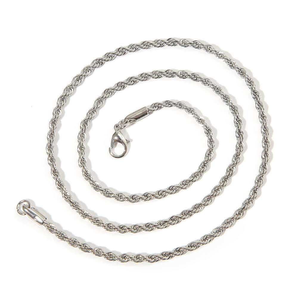 Men's 3mm Fried Dough Twists hip-hop trend twisted rope with chain men's necklace