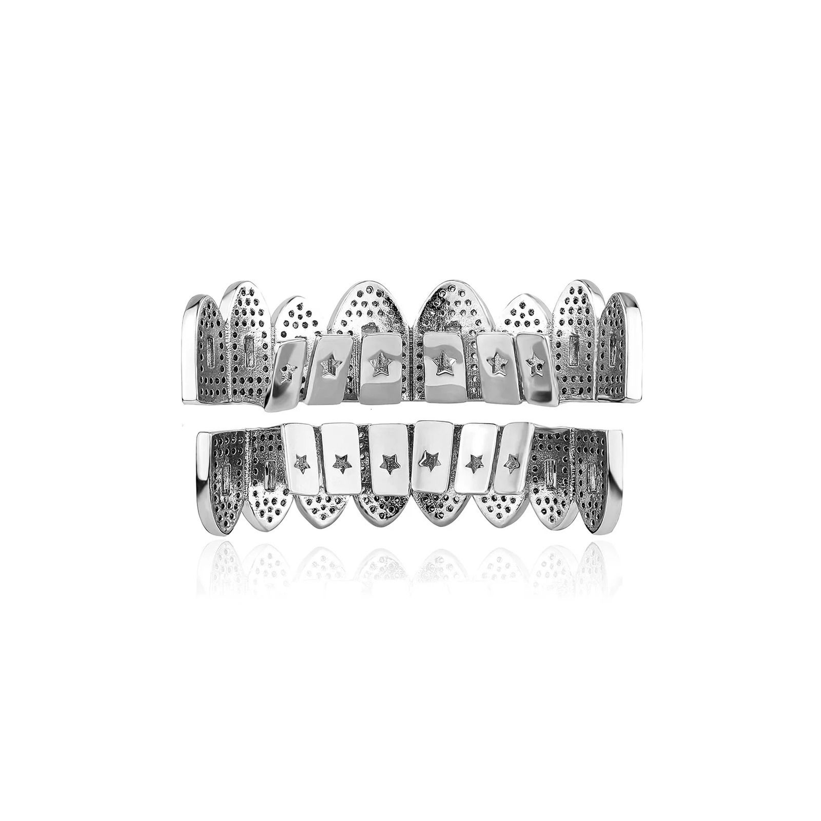 Hip Hop Teeth Irregular Rhinestones Silver 18K Gold Plated Teeth Rapper Jewelry Iced Out Grills For Men Women 250220